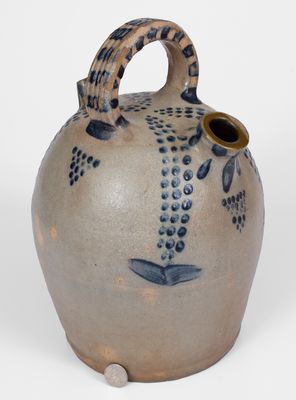 Fine Ohio Stoneware Harvest Jug w/ Elaborate Cobalt Decoration, c1870