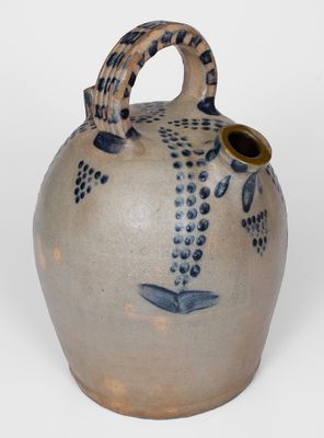 Fine Ohio Stoneware Harvest Jug w/ Elaborate Cobalt Decoration, c1870