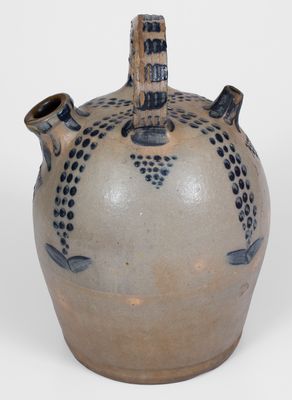 Fine Ohio Stoneware Harvest Jug w/ Elaborate Cobalt Decoration, c1870