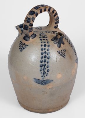 Fine Ohio Stoneware Harvest Jug w/ Elaborate Cobalt Decoration, c1870