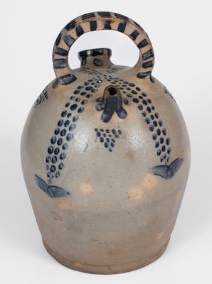 Fine Ohio Stoneware Harvest Jug w/ Elaborate Cobalt Decoration, c1870