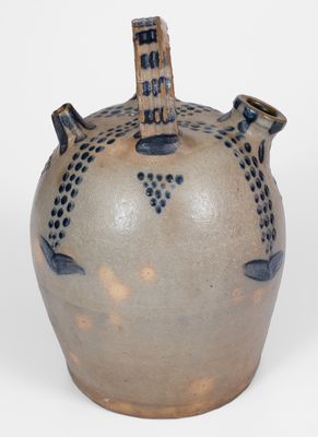 Fine Ohio Stoneware Harvest Jug w/ Elaborate Cobalt Decoration, c1870