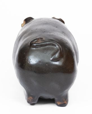 Albany-Slip-Glazed Stoneware Pig Bottle, Midwestern origin, circa 1885