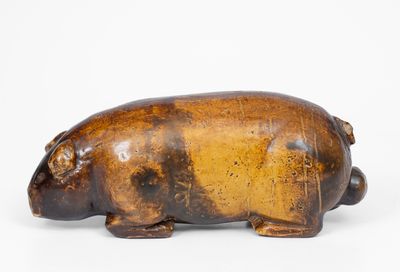 Large-Sized Stoneware Pig Flask, Midwestern origin, fourth quarter 19th century