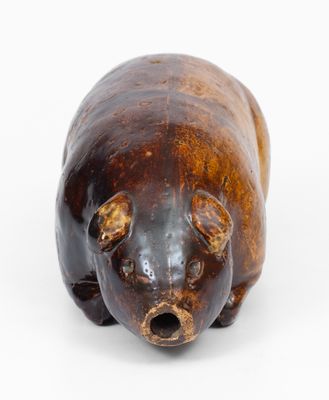 Large-Sized Stoneware Pig Flask, Midwestern origin, fourth quarter 19th century