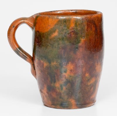 Scarce Large-Sized Multi-Glazed Redware Mug, attrib. J. Eberly & Co., Strasburg, VA