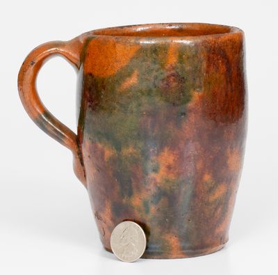 Scarce Large-Sized Multi-Glazed Redware Mug, attrib. J. Eberly & Co., Strasburg, VA