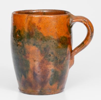 Scarce Large-Sized Multi-Glazed Redware Mug, attrib. J. Eberly & Co., Strasburg, VA