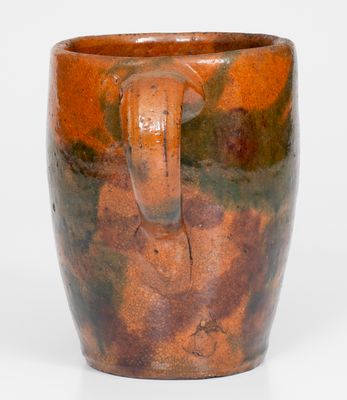 Scarce Large-Sized Multi-Glazed Redware Mug, attrib. J. Eberly & Co., Strasburg, VA