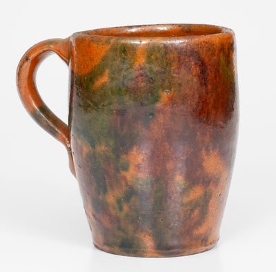 Scarce Large-Sized Multi-Glazed Redware Mug, attrib. J. Eberly & Co., Strasburg, VA