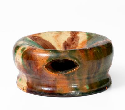 Exceptional Small-Sized Multi-Glazed Redware Spittoon, attrib. J. Eberly & Co., Strasburg