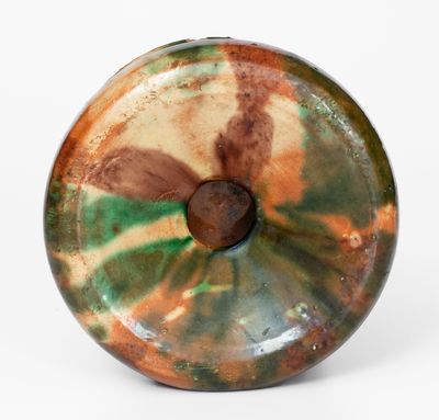 Exceptional Small-Sized Multi-Glazed Redware Spittoon, attrib. J. Eberly & Co., Strasburg