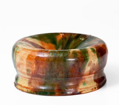 Exceptional Small-Sized Multi-Glazed Redware Spittoon, attrib. J. Eberly & Co., Strasburg