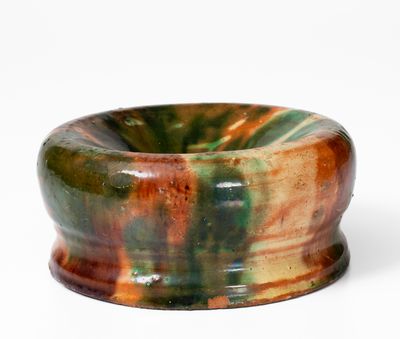 Exceptional Small-Sized Multi-Glazed Redware Spittoon, attrib. J. Eberly & Co., Strasburg