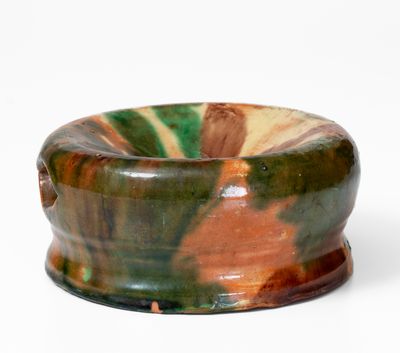 Exceptional Small-Sized Multi-Glazed Redware Spittoon, attrib. J. Eberly & Co., Strasburg