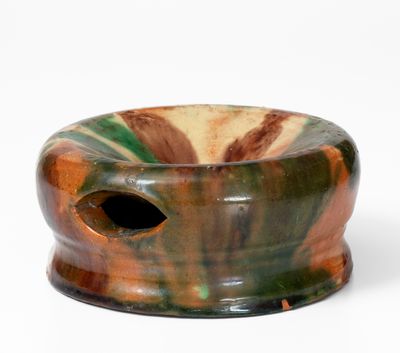 Exceptional Small-Sized Multi-Glazed Redware Spittoon, attrib. J. Eberly & Co., Strasburg