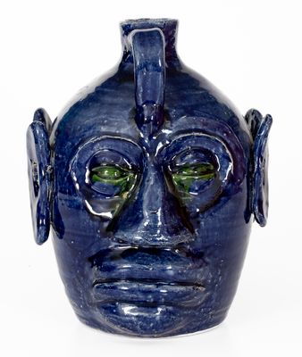 Edwin Meaders / 5-18-1994 Double Face Jug w/ Blue Glaze