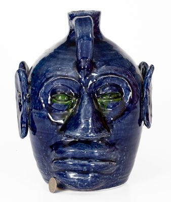 Exceedingly Rare and Important Edwin Meaders Double Face Jug Signed and Dated 5/18/94