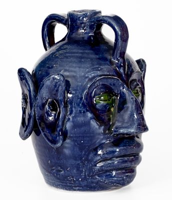 Exceedingly Rare and Important Edwin Meaders Double Face Jug Signed and Dated 5/18/94