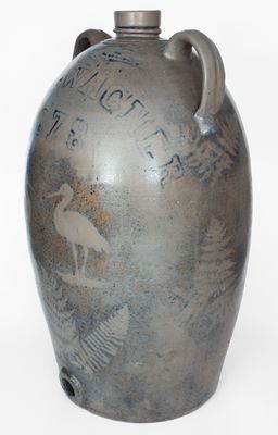 Important and Unique 30-Gallon Western PA Presentation Cooler w/ Stenciled Heron-and-Fern Motifs, 1878