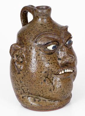 Lanier Meaders Face Jug, Signed and Dated 1987