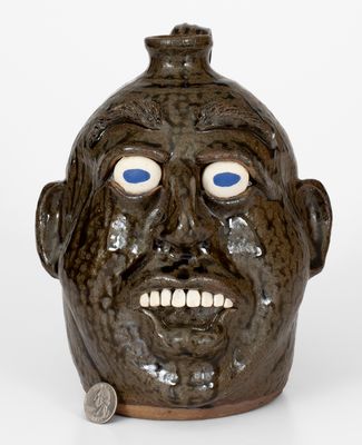 Michael Crocker Face Jug, Signed and Dated 2009