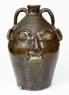 Rare Large Burlon Craig Face Jug w/ Double Row of Teeth, ex. Bishop/Johnson Collection