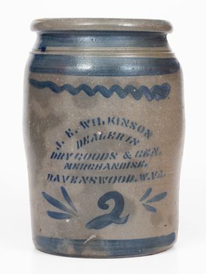 Rare Two-Gallon Ravenswood, WV Advertising Stoneware Jar, Western PA origin