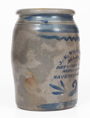 Rare Two-Gallon Ravenswood, WV Advertising Stoneware Jar, Western PA origin