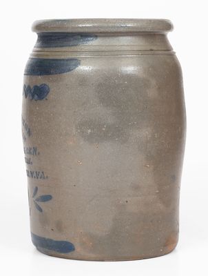 Rare Two-Gallon Ravenswood, WV Advertising Stoneware Jar, Western PA origin