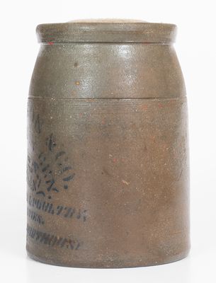 Scarce Stoneware Canning Jar w/ Jackson Courthouse, WV Advertising, Western PA origin