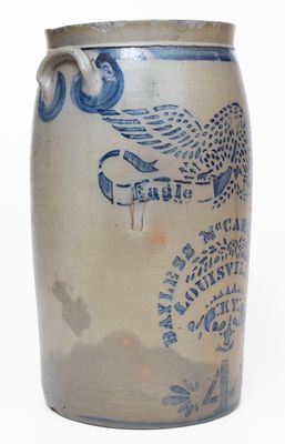 Fine Eagle Pottery (Greensboro, PA) Stoneware Churn w/ Louisville, Kentucky Advertising