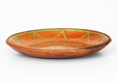 Fine Copper-Slip-Decorated Redware Dish, Mid-Atlantic origin, 19th century