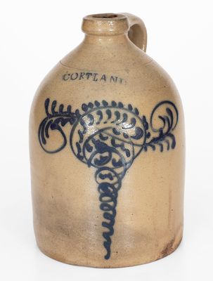 One-Gallon CORTLAND, New York Cobalt-Decorated Stoneware Jug