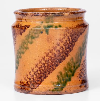 Exceptional Diminutive J. BELL (John Bell, Waynesboro, PA) Redware Jar, circa 1840