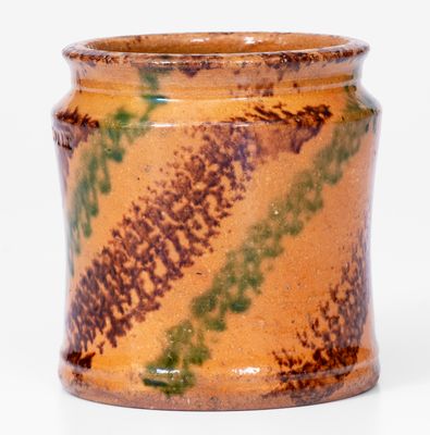 Exceptional Diminutive J. BELL (John Bell, Waynesboro, PA) Redware Jar, circa 1840