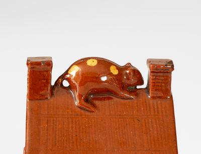 Extremely Rare Philadelphia Redware Log Cabin w/ Raccoon for 1840 National Whig Convention