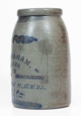 Scarce Jackson Courthouse, WV Stoneware Advertising Canning Jar, made in Greensboro, PA