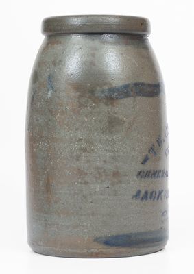 Scarce Jackson Courthouse, WV Stoneware Advertising Canning Jar, made in Greensboro, PA