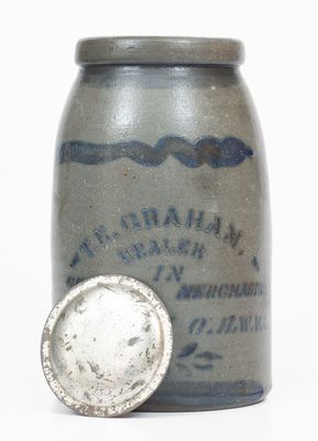 Scarce Jackson Courthouse, WV Stoneware Advertising Canning Jar, made in Greensboro, PA