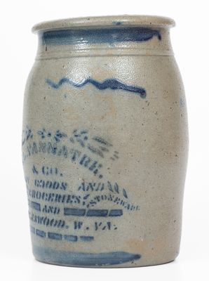 Rare Ravenswood, WV Advertising Stoneware Jar, Greensboro, PA origin, c1875