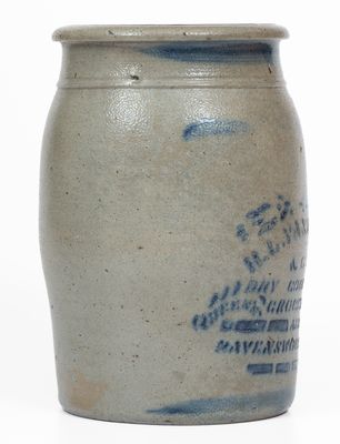 Rare Ravenswood, WV Advertising Stoneware Jar, Greensboro, PA origin, c1875