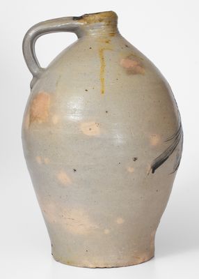 Extremely Rare J. BOYNTON (Albany, NY) Stoneware Jug w/ Incised Bird Decoration, c1816-18