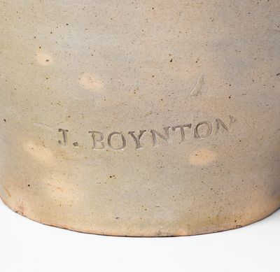 Extremely Rare J. BOYNTON (Albany, NY) Stoneware Jug w/ Incised Bird Decoration, c1816-18