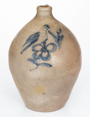 Fine Two-Gallon Northeastern Incised Bird Jug, probably Troy, New York