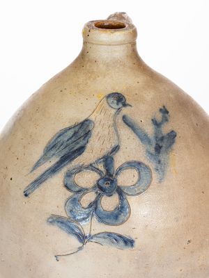 Fine Two-Gallon Northeastern Incised Bird Jug, probably Troy, New York