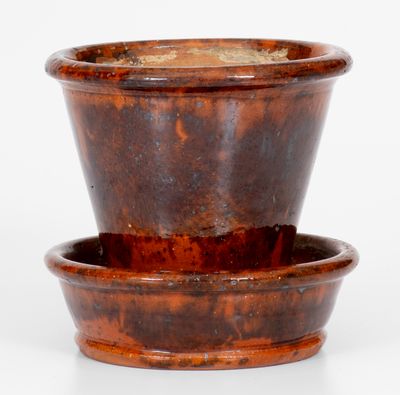 Small Glazed JOHN W. BELL / Waynesboro, Pa. Redware Flowerpot, late 19th century