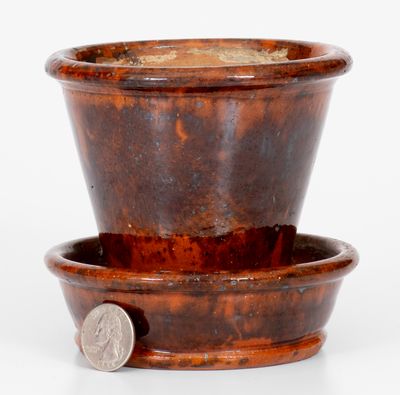 Small Glazed JOHN W. BELL / Waynesboro, Pa. Redware Flowerpot, late 19th century