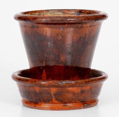 Small Glazed JOHN W. BELL / Waynesboro, Pa. Redware Flowerpot, late 19th century