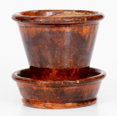 Small Glazed JOHN W. BELL / Waynesboro, Pa. Redware Flowerpot, late 19th century